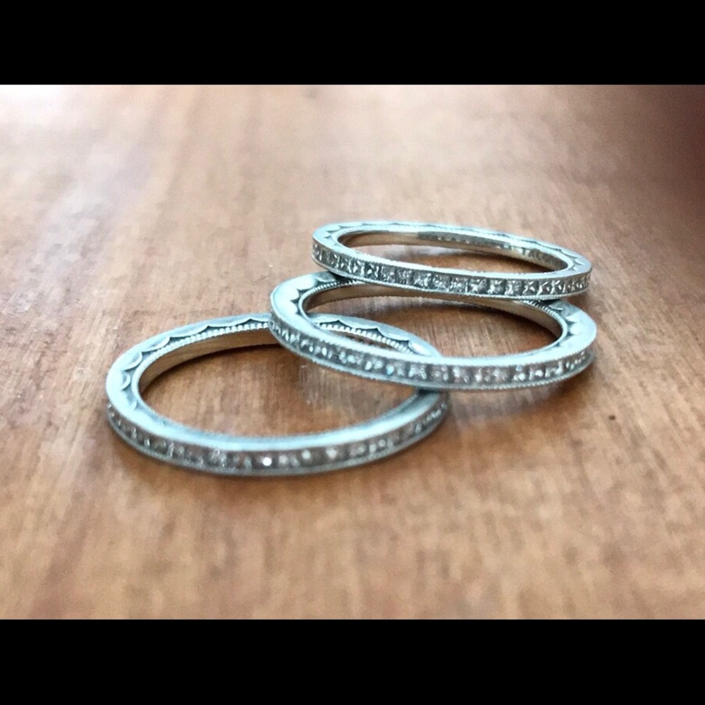 3 Tacori platinum eternity bands. Size 6.5